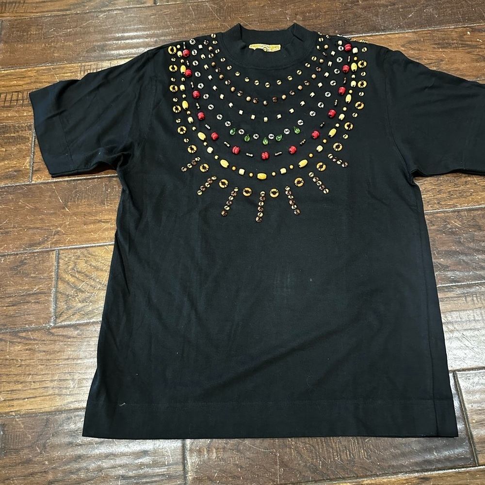 Vintage Gene Ewing Bis Bis‎ Embellished Black Short Sleeve Tee size M
